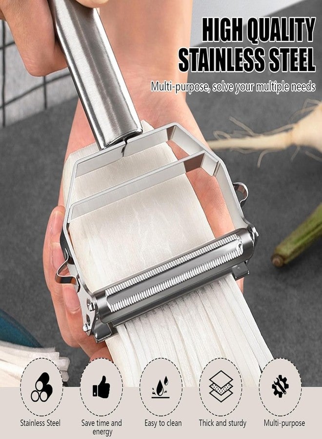 CLITZ Peeler for Vegetables and Fruits, 2 in 1 Stainless Steel Julienne Vegetable Peeler Multi-Functional Fruit & Veggie Shredder Slicer and Grater for Potatoes, Carrots, Cucumbers - Image 4
